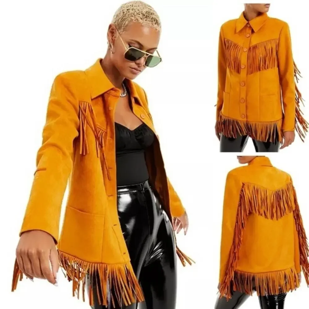 NWT! Danielle Bernstein Faux-Suede Fringe Jacket - Picture 1 of 8